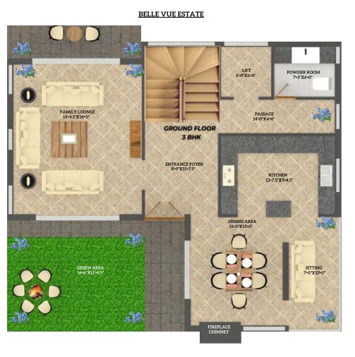 3 BHK Villa - Ground Floor, Type 2, With Servent Quarters