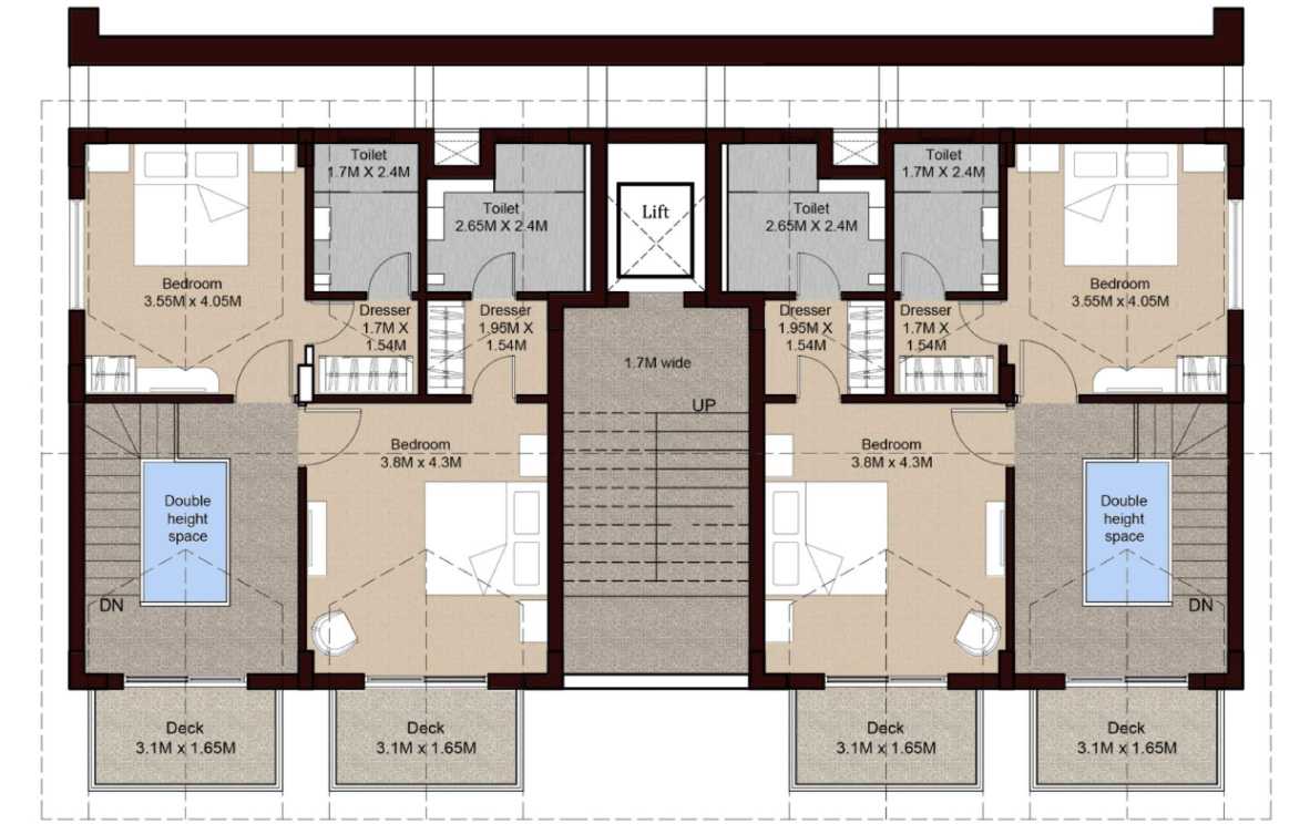 3 BHK Duplex Apartment - Upper Floor