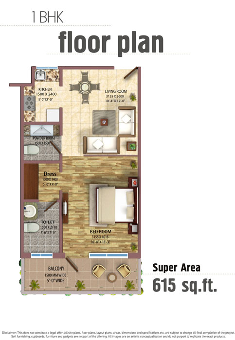 1 BHK Floor Plan