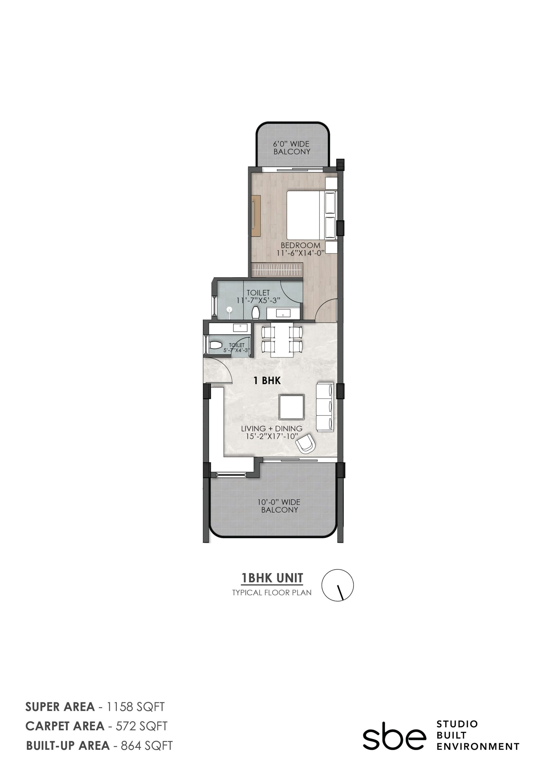 1 BHK Apartments Size:1158 sq ft Rooms:1 Baths:1