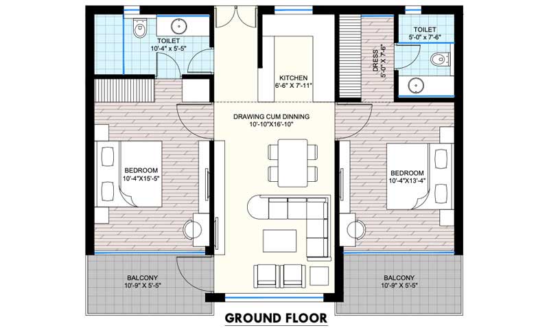 2 BHK Apartment  Rooms:2 Baths:2