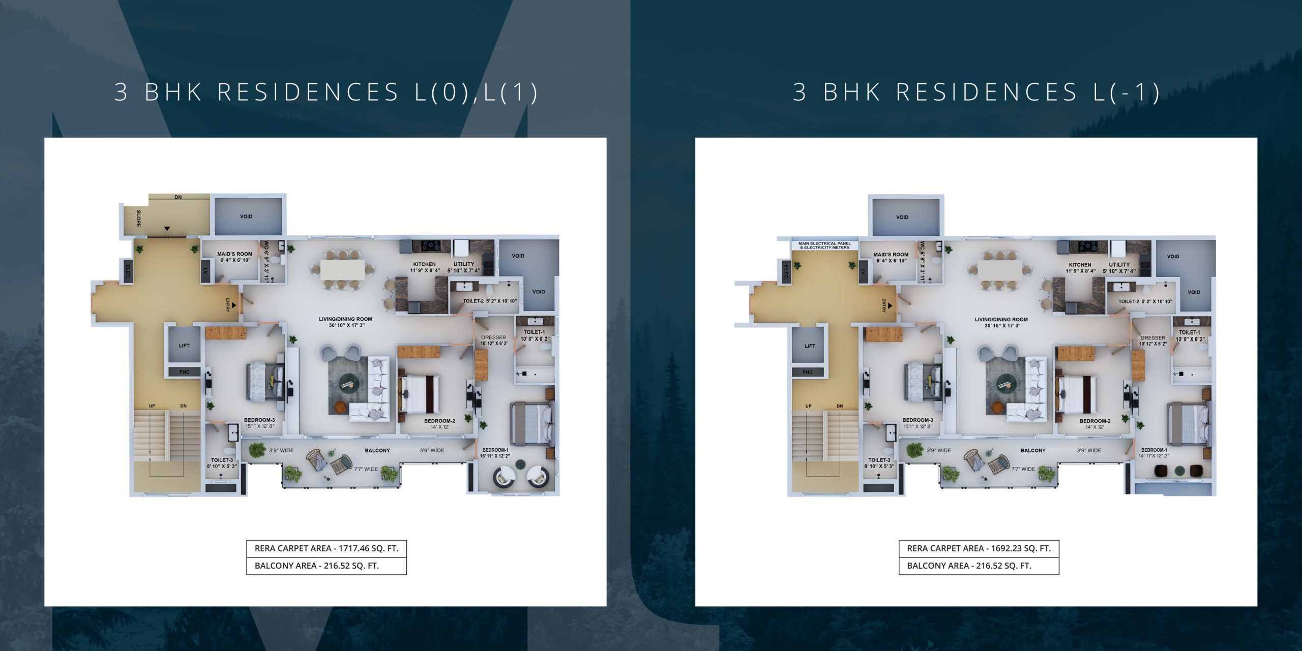 3 BHK Apartments- L(-1)L(0)L(1)