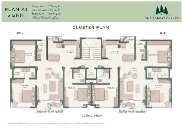 A1 3BHK Cluster Plan