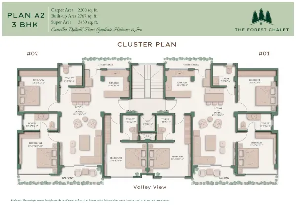 A2 3BHK Cluster Plan
